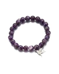 Sydney Evan | Purple Diamond, Amethyst & 14K White Gold Hummingbird Beaded Stretch Bracelet | Lyst