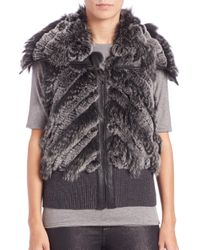 Elie Tahari | Gray Karina Fur Vest | Lyst