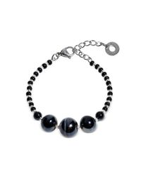 Antica Murrina | Optical 2 Rigido - Silver Stainless Steel Bracelet W/black Murano Glass Beads | Lyst