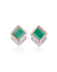 Monica Vinader | Green Baja Precious Stud Earrings | Lyst