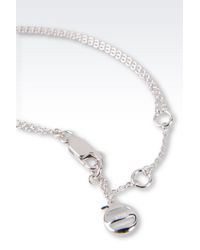 Emporio Armani | Metallic Necklace In Rhodium-Plated Silver And Cz Stones | Lyst