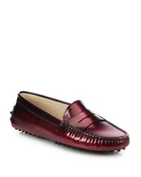 Tod's | Purple Gommini Metallic Leather Drivers | Lyst