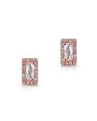 Anne Sisteron - Pink 14kt Rose Gold White Topaz Diamond Mini Rectangle Studs - Lyst