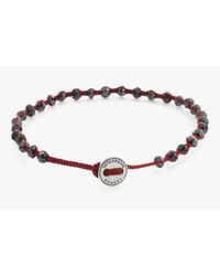 Tateossian - Diamond Knot Bracelet In Red Macramé With 30 Black Diamonds & Silver Button for Men - Lyst