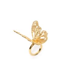 Alexander McQueen | Metallic Butterfly Skull Ring | Lyst