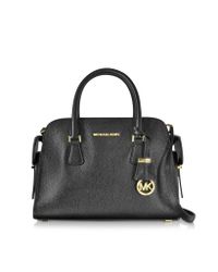 Michael Kors - Harper Black Glazed Ranch Leather Medium Satchel Bag - Lyst