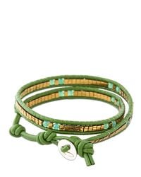 Colana | Green Leather Wrap Bracelet With Jade | Lyst