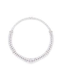 CZ by Kenneth Jay Lane | Metallic Brilliant Cut Two Row Cubic Zirconia Necklace | Lyst