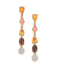 Phillips House | Metallic Sunset Citrine, Multicolor Quartz, Diamond & 14k Yellow Gold Drop Earrings | Lyst