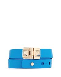 Valentino | Blue Rockstud Double Wrap Hinge Leather Bracelet | Lyst