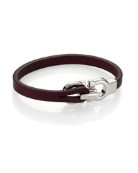 Ferragamo | Purple Leather Gancini Bracelet for Men | Lyst