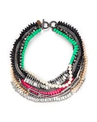Venna | Multicolor Crystal Spikes Chain Necklace | Lyst