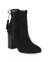 Aquazzura | Black Boho Beatle Tasseled Suede Booties | Lyst