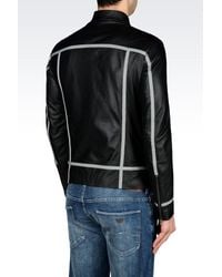 Armani Jeans | Black Blouson In Perforated Effect Lambskin for Men | Lyst