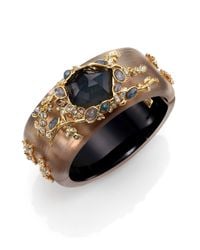 Alexis Bittar | Metallic Imperial Semi-Precious Multi-Stone, Lucite & Crystal Bangle Bracelet | Lyst