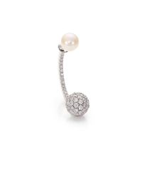 Delfina Delettrez | Roll In Stones 6mm White Pearl, Diamond & 18k White Gold Single Earring | Lyst