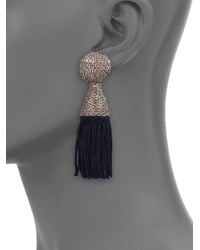 Oscar de la Renta | Blue Silk-tassel Clip-on Earrings | Lyst