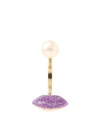 Delfina Delettrez | Purple Glittered Lips & Pearl Mono Earring | Lyst