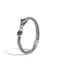 John Hardy | Black Legends Macan 6.5mm Station Bracelet In Silver With Gemstone | Lyst