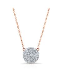 Anne Sisteron - Pink 14kt Rose Gold Diamond 2 Sided Heart & Disc Necklace - Lyst