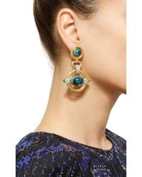 David Webb | Metallic Cabachon Azurite, Emerald, And Diamond Earrings | Lyst