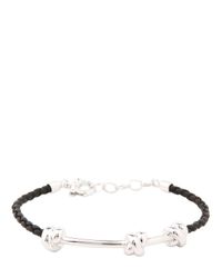 Ferragamo | Black Nodo Silver & Leather Bracelet | Lyst