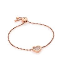 Michael Kors | Pink Heritage Hearts Pave Bracelet/rose Goldtone | Lyst