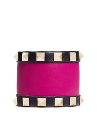Valentino | Pink 'rockstud' Colourblock Leather Bracelet | Lyst