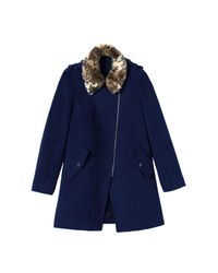 Rebecca Taylor - Blue Leopard Collar Wool Coat - Lyst