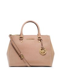MICHAEL Michael Kors | Pink Sutton Medium Saffiano Leather Satchel | Lyst
