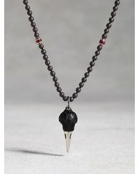 John Varvatos | Black Hematite & Ruby Raven Skull Necklace for Men | Lyst