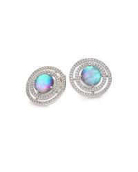 Adriana Orsini | Metallic Abalone, Clear Quartz & Pavé Sterling Silver Doublet Button Earrings | Lyst