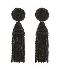 Oscar de la Renta | Black Short Tassel Earrings | Lyst
