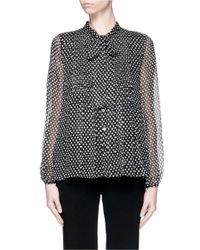Diane von Furstenberg | Multicolor 'marjorie' Polka Dot Silk Georgette Pussybow Blouse | Lyst