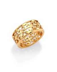 Tory Burch | Metallic Kinsley Cutout Logo Band Ring | Lyst