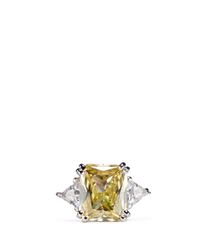 CZ by Kenneth Jay Lane | Yellow Radiant Cut Side Trillion Cubic Zirconia Ring | Lyst