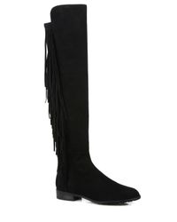Stuart Weitzman | Black Mane Fringed Suede Over-the-knee Boots | Lyst