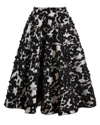 Lanvin Floral Fil Coupé Seamed Tiered Skirt in Multicolor (black) | Lyst