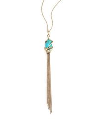 Alexis Bittar | Metallic Miss Havisham Jagged Howlite Turquoise Orbiting Tassel Pendant Necklace | Lyst