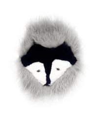 Yves Salomon | Gray Fox Face Fur Pin Badge | Lyst