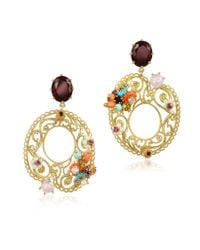 Les Nereides - Multicolor Neo Bourgeoise Asymmetrical Metal Lace And Embroidery Earrings - Lyst