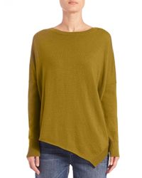 Eileen Fisher | Green Merino Wool Asymmetrical Sweater | Lyst
