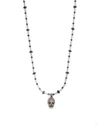 Bavna | Metallic Black Spinel Diamond Sterling Silver Skull Pendant Necklace | Lyst