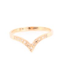 Jacquie Aiche - Metallic 14k Rose Gold White Pave Diamond V Ring - Lyst