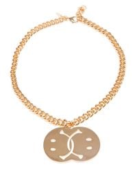 Moschino | Metallic Smiley Face Necklace | Lyst