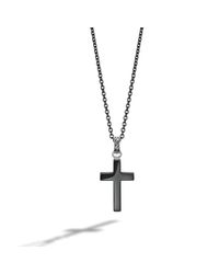 John Hardy | Cross Pendant On Black Stainless Steel Necklace for Men | Lyst