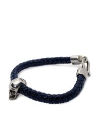 Alexander McQueen | Bright Blue Leather Skull Bracelet | Lyst