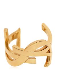Saint Laurent | Metallic Monogram Plated Metal Bracelet | Lyst