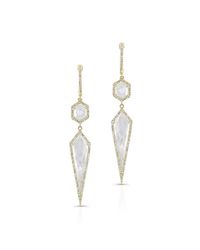 Anne Sisteron - Metallic 14kt Yellow Gold White Topaz Diamond Earrings - Lyst