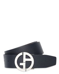 Giorgio Armani | Blue 40mm Reversible Hammered Leather Belt for Men | Lyst
